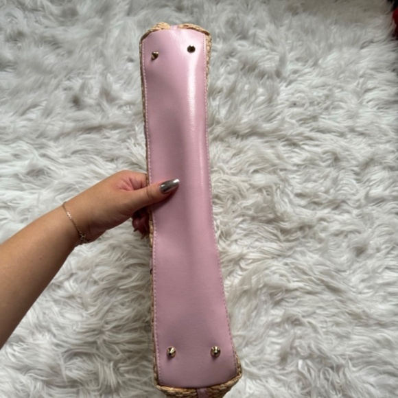 VTG XOXO Pink Heart Rhinestone Woven Clutch Handbag Purse Kawaii Y2K Love Bag - Picture 4 of 6